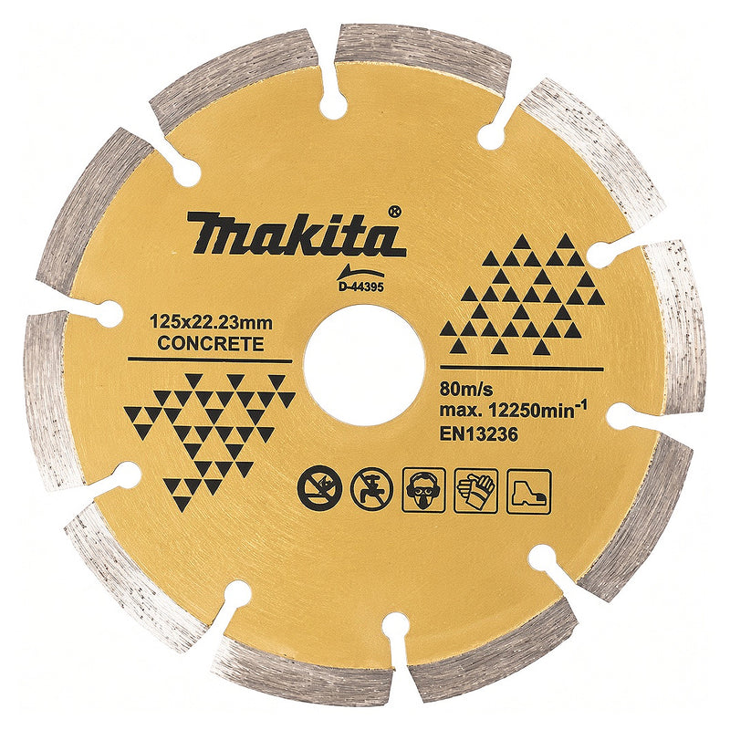 Lưỡi cắt kim cương phân đoạn Makita đường kính từ 125mm - 230mm dùng cho bê tông, bê tông cứng, block, đá, gạch và nhựa đường, lỗ cốt 22,23mm, cắt khô