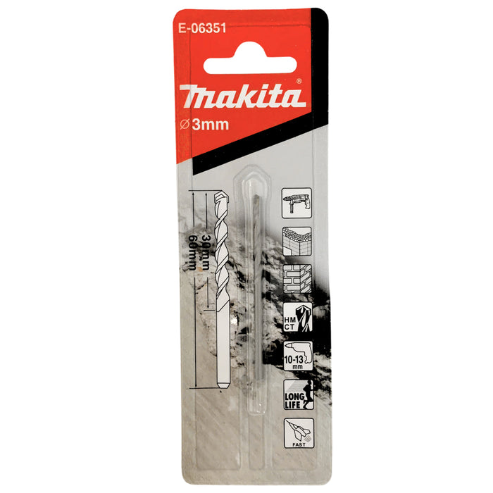 Mũi khoan bê tông TCT đuôi trơn Makita đường kính từ 3mm-20mm ( Cấp 3 sao )