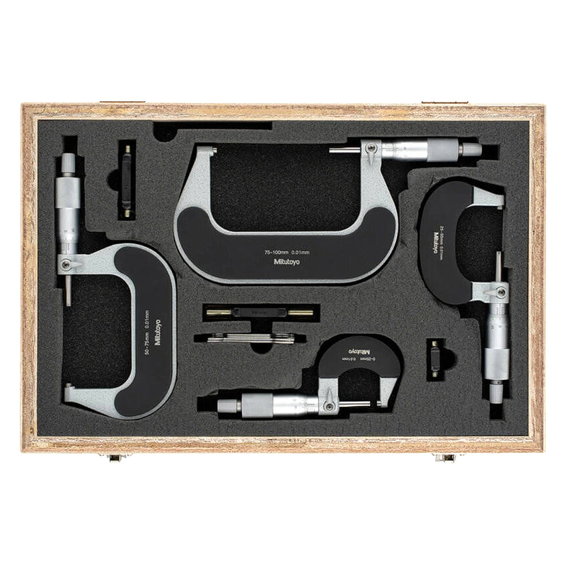 Bộ 4 cây Panme đo ngoài cơ bản Mitutoyo Series 102 - Standard Analog Micrometer - Mã số 102-911-40