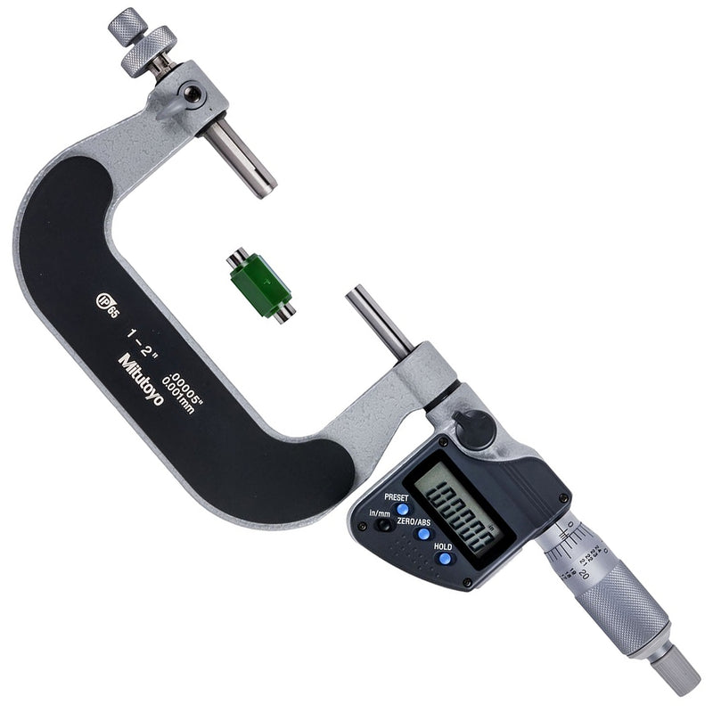 Panme điện tử Mitutoyo Series 324 - Gear Tooth Micrometers. Hàm kẹp đầu bi đo bánh răng. Có cổng SPC xuất dữ liệu