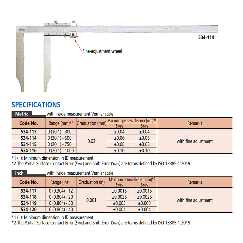 Thước kẹp cơ Mitutoyo Vernier Caliper Series 534, loại hàm dài sâu