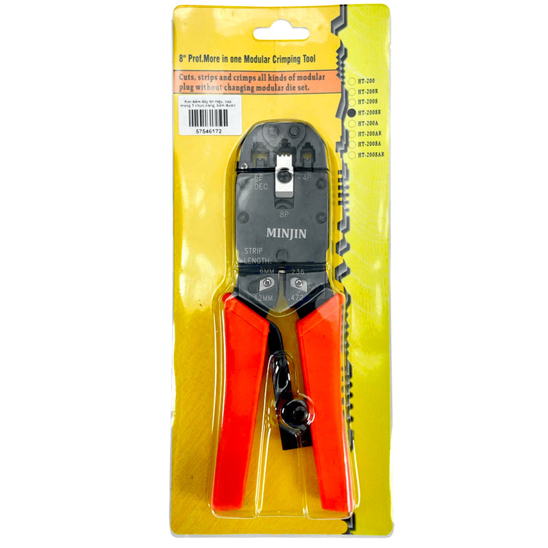 Kìm bấm dây tín hiệu, cáp mạng 3 chức năng, bấm được từ 4-6-8 chân MINJIN HT-2008R