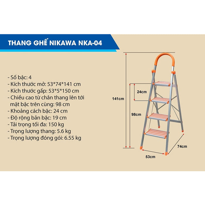 Thang ghế khung nhôm Nikawa NKA