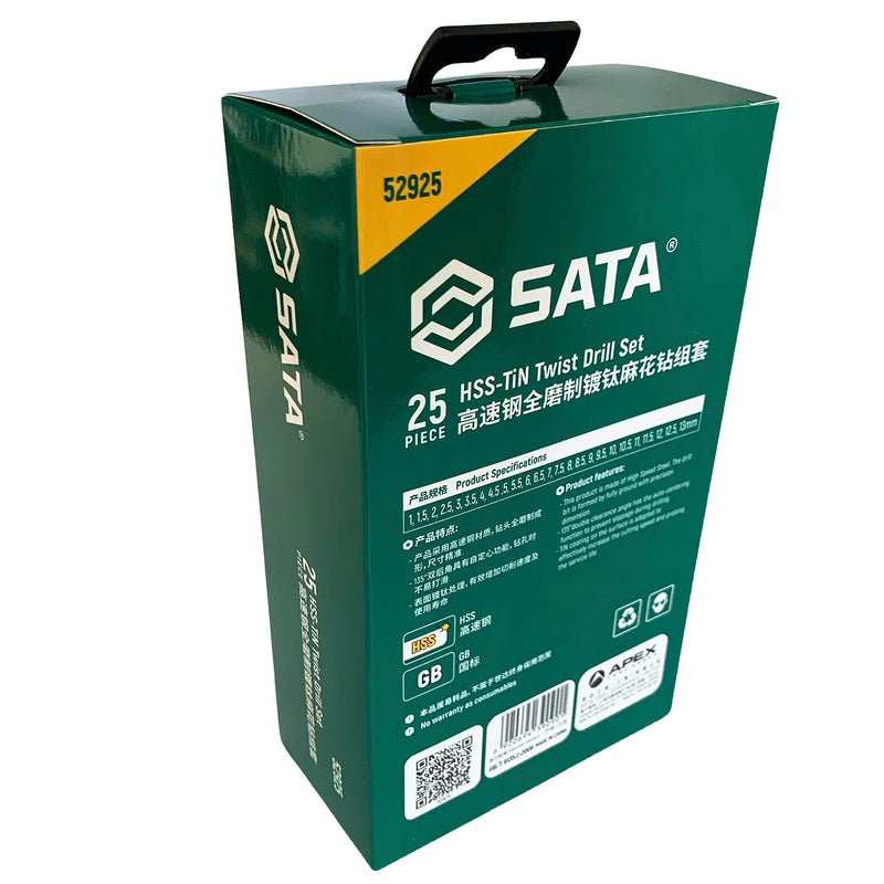 13ピース HSS-TiN ツイストドリルセット SATA 52925 (1mm - 13mm)