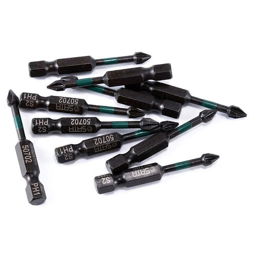 Bộ 10 mũi vặn vít bake SATA PH1-PH3, dài 50mm, đuôi lục giác 1/4 inch, đầu từ tính, thép S2+ chống gỉ