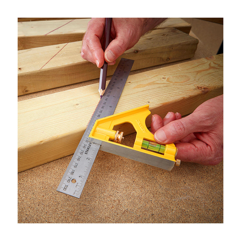 Thước ê ke thủy cán cầm sắt 300mm STANLEY 46-143