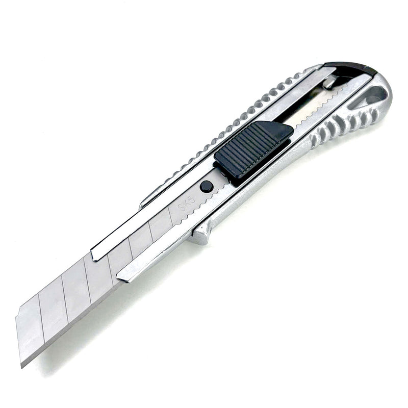 Dao rọc giấy cán nhôm với nút trượt phẳng, lưỡi dao thép SK5 18x100mm TOLSEN 30002