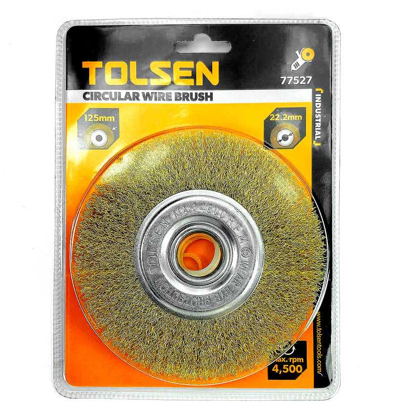 Bánh cước 125mm sợi thép 0.3mm, cốt 22.2mm TOLSEN 77527 (tiêu chuẩn EN1083)