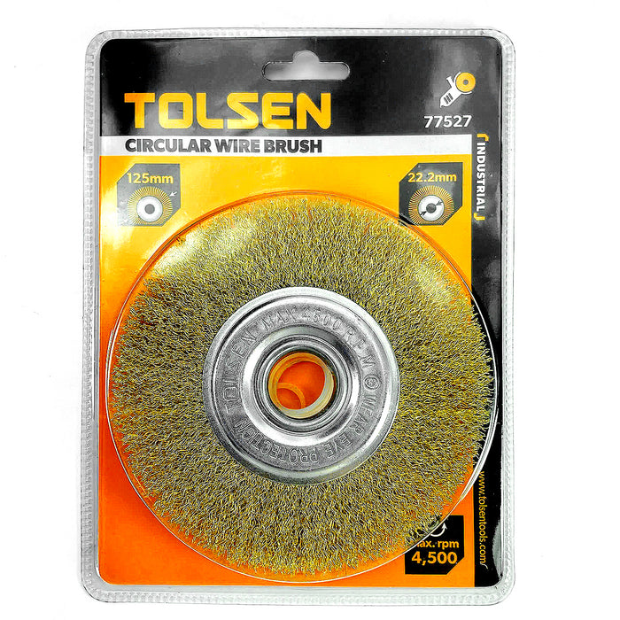 Bánh cước 125mm sợi thép 0.3mm, cốt 22.2mm TOLSEN 77527 (tiêu chuẩn EN1083)