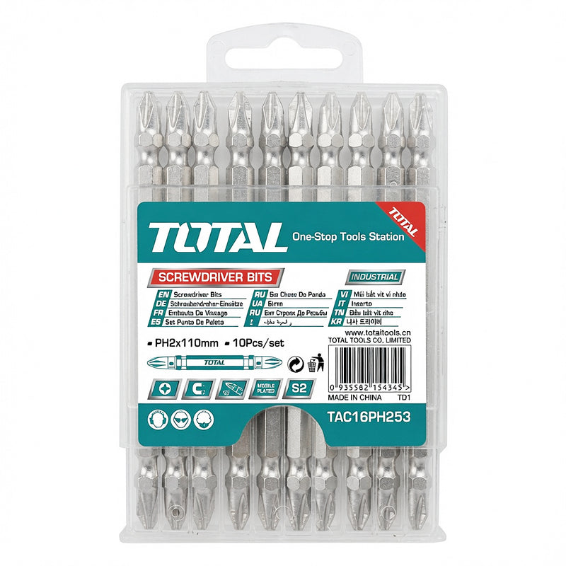 Hộp 10 mũi vặn vít 2 đầu bake Total TAC16PH253 kích thước PH2 x 110mm