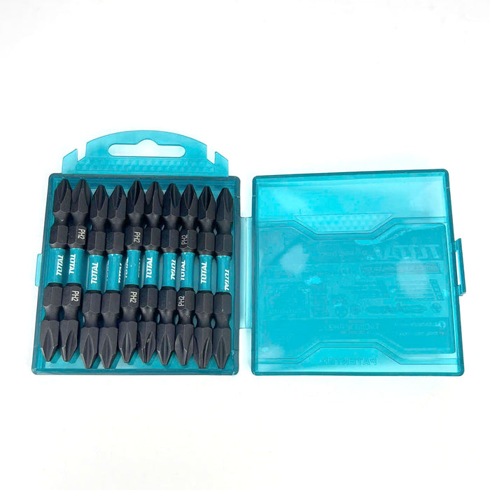 Bộ 10 mũi bắt vít hai đầu (có nam châm hít) PH2 65mm TOTAL TACIM16PH233