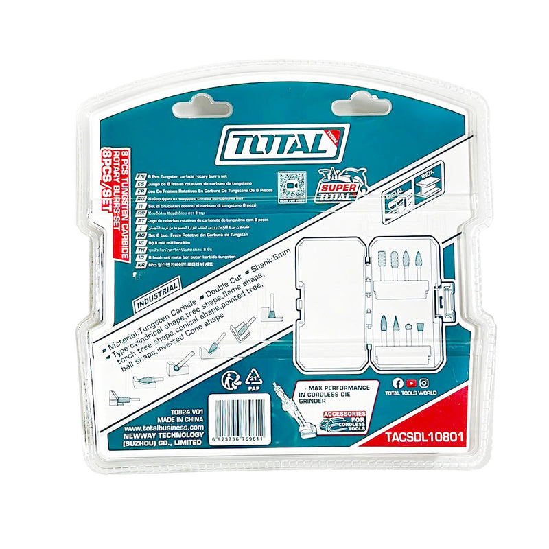 Bộ 8 mũi doa kim loại Total TACSDL10801 đường kính chuôi 6mm