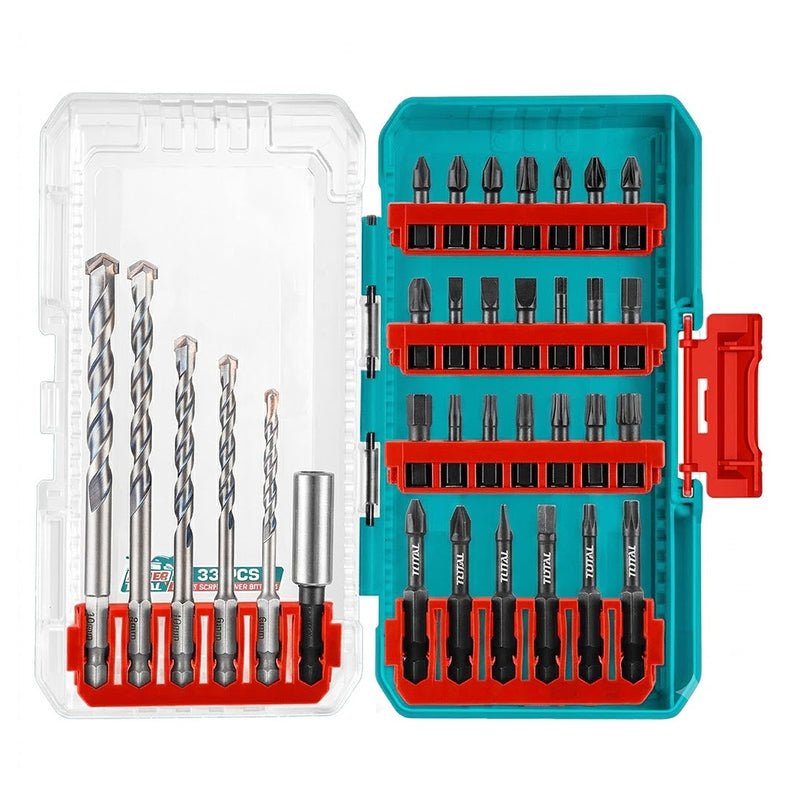 Bộ mũi khoan bê tông kết hợp mũi vặn vít 33 chi tiết Total TACSDL11303 đuôi lục giác 6.35mm (1/4 inch)