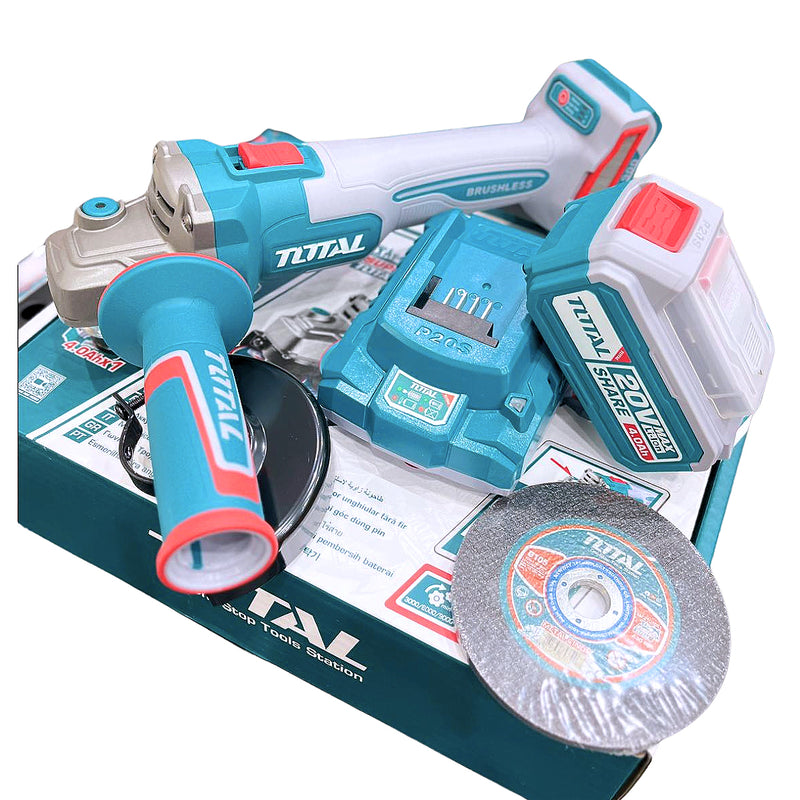 Máy mài góc không chổi than dùng Pin 20V Total TAGLI261021, đường kính lưỡi 100mm