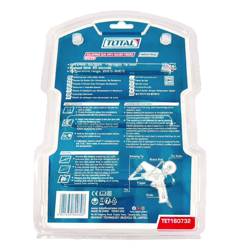 Mỏ hàn xung công suất 90W Total TET160732 thời gian làm nóng 20 giây, điều chỉnh được nhiệt độ