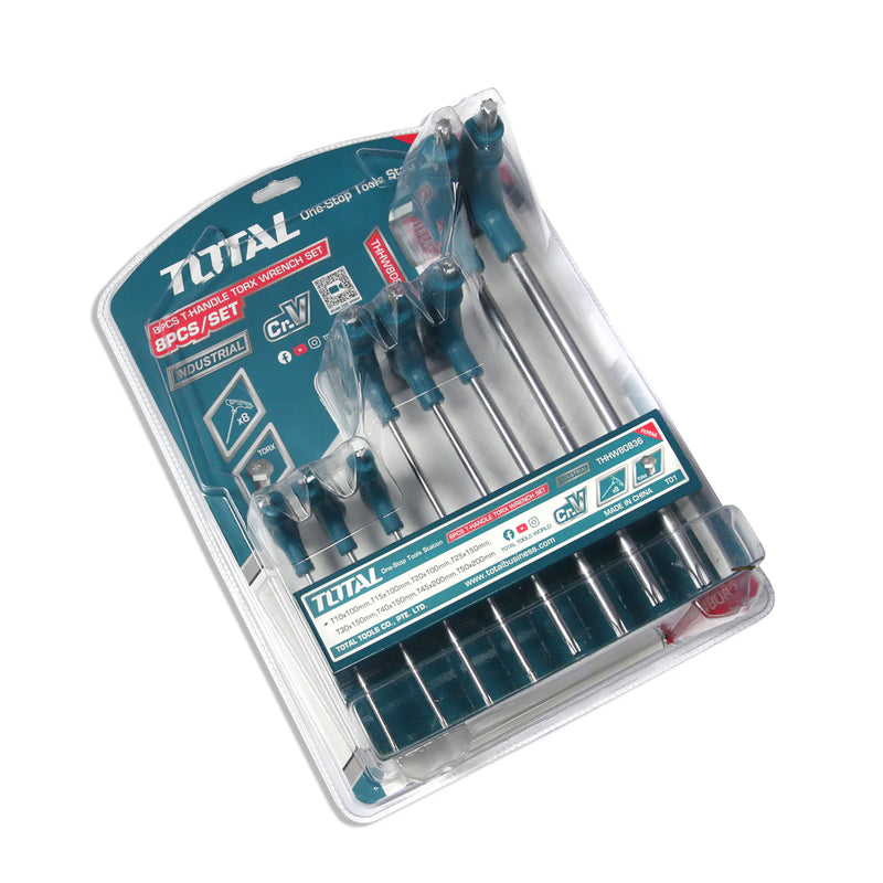 Bộ 8 chìa lục giác bông tay cầm chữ T TOTAL THHW80836