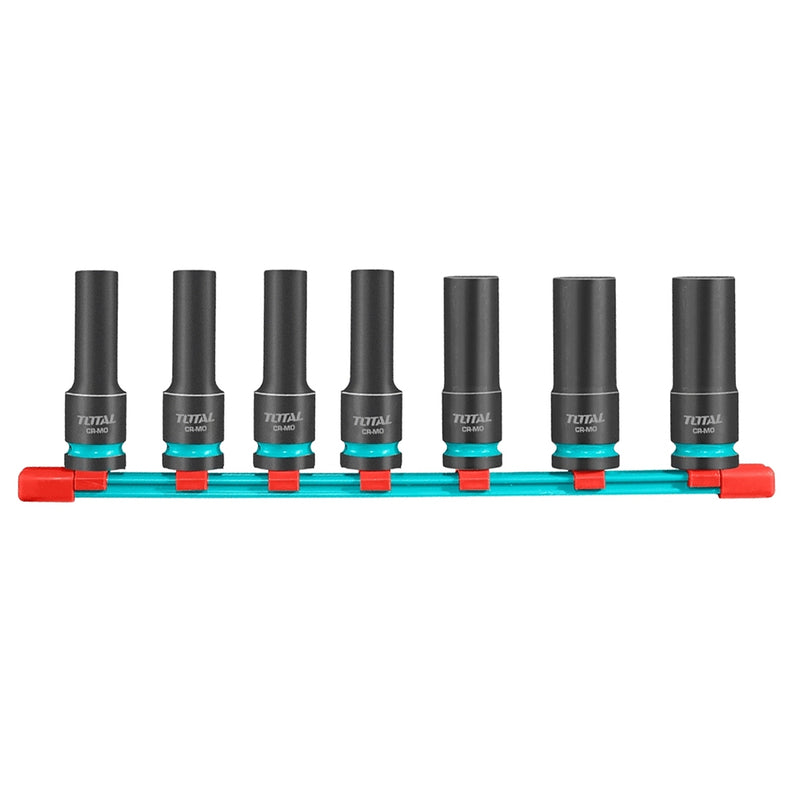 Bộ đầu tuýp thân dài 7 chi tiết Total THKISD12073L cốt 1/2 inch, kích thước từ 10mm - 19mm