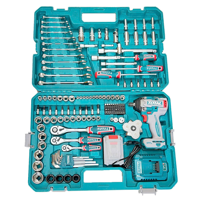 Máy siết bu lông cốt 1/2 inch dùng Pin 20V không chổi than Total THKTHP31522 kèm bộ đồ nghề 152 món