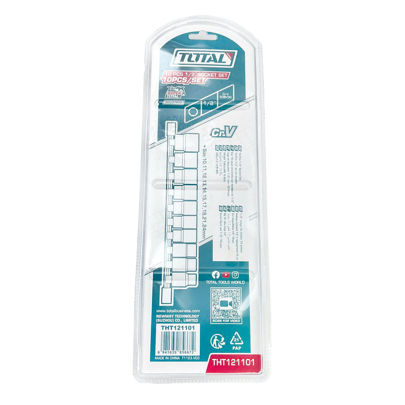 Bộ 10 đầu tuýp cốt 1/2 inch TOTAL THT121101