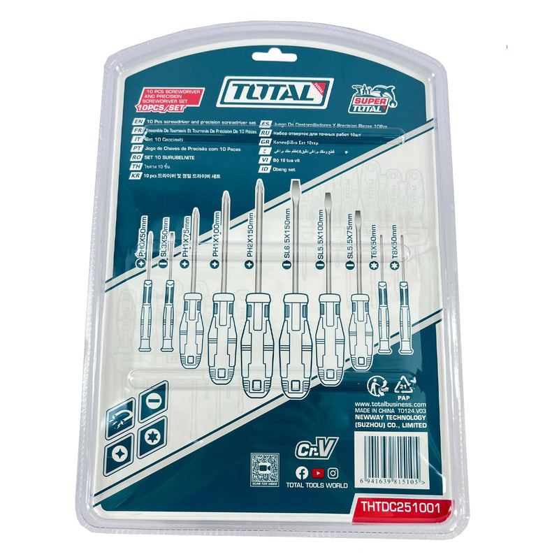 Bộ 10 tua vít dẹp bake sao và tua vít chuẩn TOTAL THTDC251001