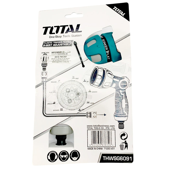 Đầu phun nước bằng nhựa 9 kiểu phun TOTAL THWSG6091