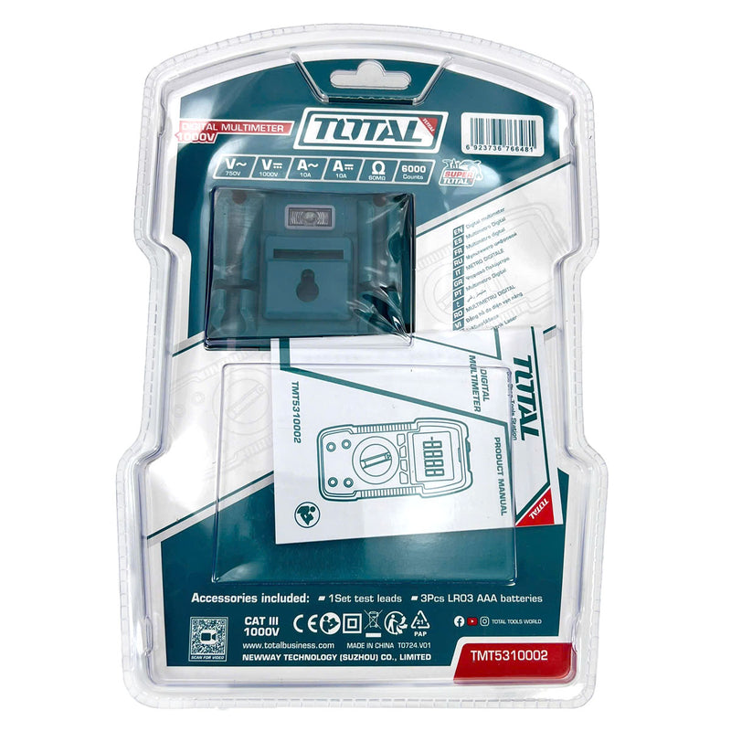 Đồng hồ đo điện vạn năng kỹ thuật số Total TMT5310002 True RMS, đo dòng DC/AC 1000V