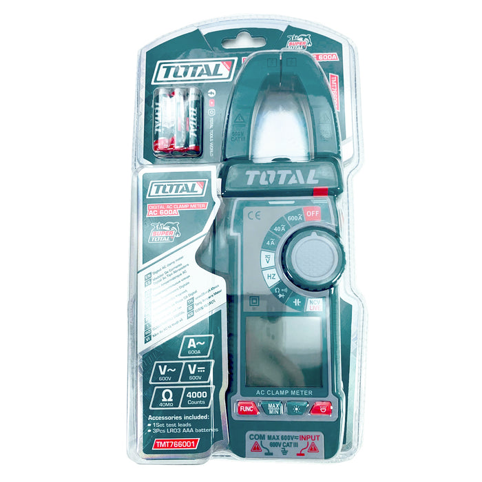 Ampe kìm đo dòng AC kỹ thuật số Total TMT766001 True RMS, dải đo 4A - 600A