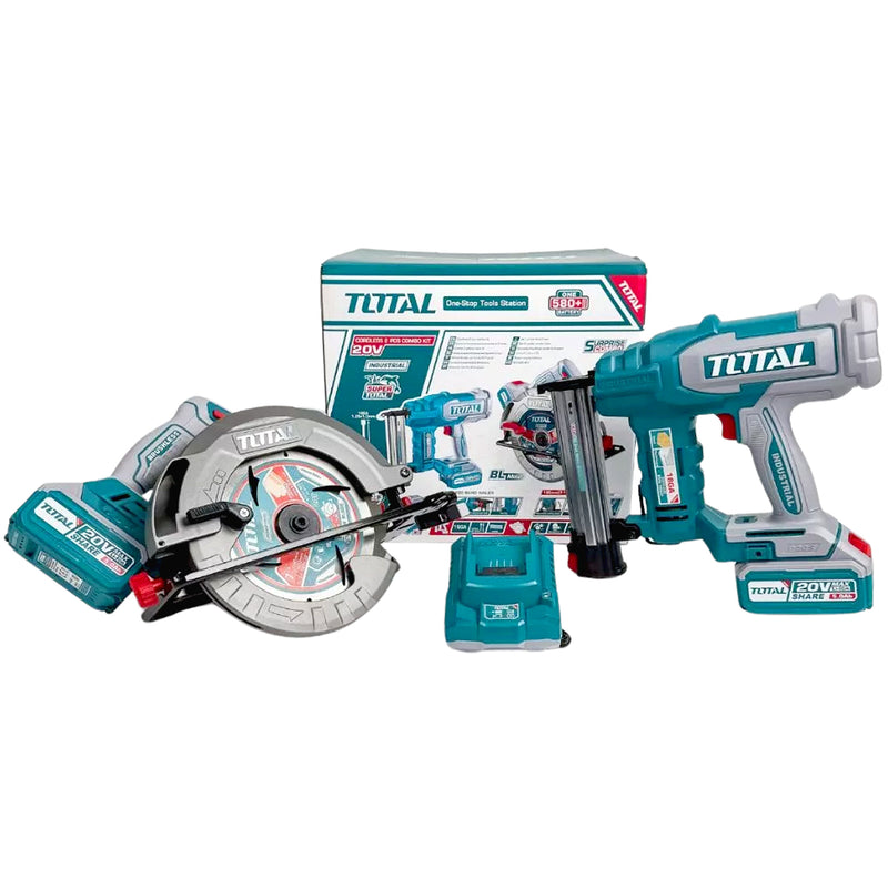 Bộ combo máy bắn đinh và máy cưa đĩa 185mm dùng Pin 20V Total TOSLI240866