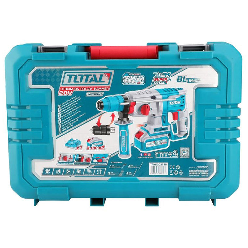 Máy khoan bê tông 3 chức năng Total TRHLI202289 dùng Pin 20V, đuôi gài SDS-Plus