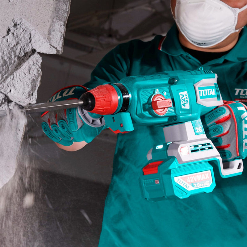Máy khoan bê tông 3 chức năng Total TRHLI422482 dùng Pin 42V, đuôi gài SDS-Plus