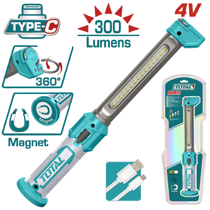 Đèn làm việc dùng Pin 4V Total TWLI043006 có từ tính, xoay được 360 độ