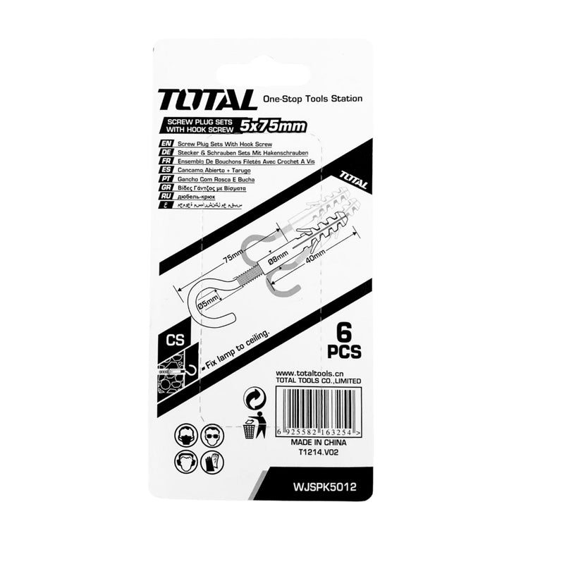 Bộ 6 tắc kê vít móc ? TOTAL WJSPK5012