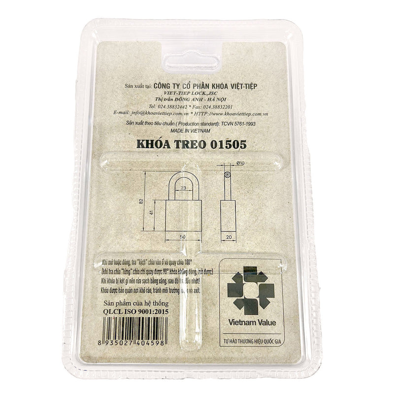 Ổ khóa treo đồng Việt tiệp (chìa vuông 4 cạnh)