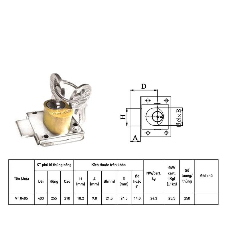 Ổ khoá tủ Việt tiệp VT 0405