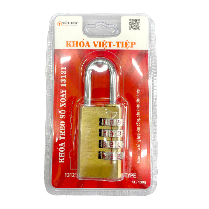 Ổ khóa số Việt Tiệp, thân khóa rộng từ 30mm - 39.8mm, thân khóa bằng hợp kim đồng, 4 cọc số