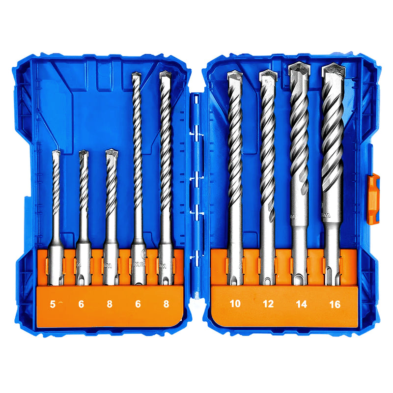 Hộp 9 mũi khoan bê tông Wadfow WHD6509 đường kính từ 5mm - 16mm, đuôi gài SDS-Plus