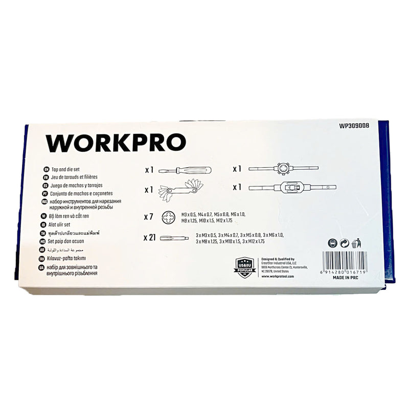 Bộ dụng cụ taro tạo ren 32 chi tiết Workpro WP309008