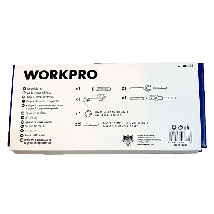 Bộ dụng cụ taro tạo ren 32 chi tiết Workpro WP309008