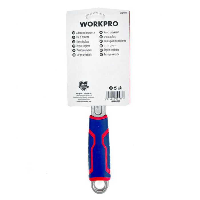 Mỏ lết bằng thép CR-V mạ chrome, tay cầm bọc nhựa chống trượt Workpro