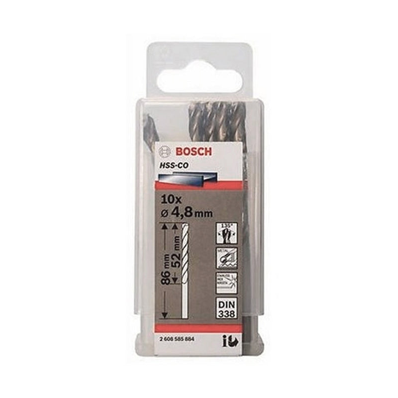Hộp 10 mũi khoan Inox HSS-Co Bosch đường kính từ 1mm - 7.5mm, đuôi trơn (Tiêu chuẩn DIN 338)