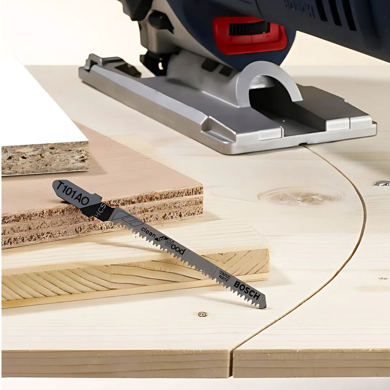 Vỉ 5 lưỡi cưa lọng cắt gỗ, cung tròn Bosch T101AO vật liệu thép HCS, dài 56mm, mép cắt đẹp và sạch (mã số 2608630031)
