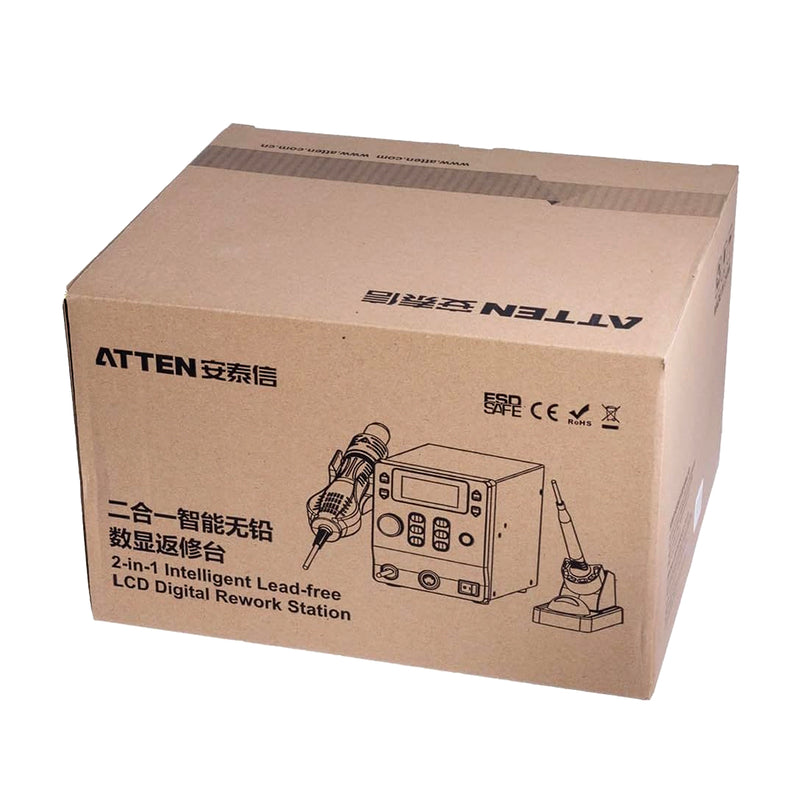 Trạm hàn thiếc và khò khí nóng đa năng - sửa chữa bo mạch điện tử 2-in-1 ATTEN ST-8802, công suất hàn khò 65W/800W, max 480/500°C