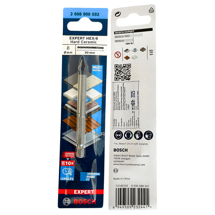 Mũi khoan gạch Hex-9 Bosch đường kính từ 3mm - 12mm, chiều dài 90mm, đuôi lục giác