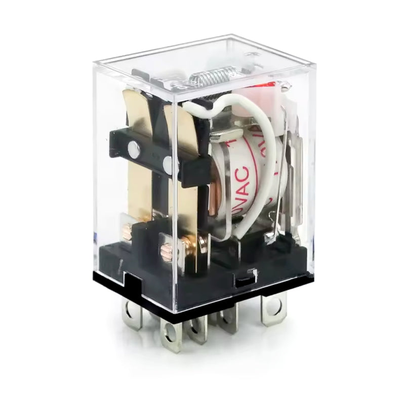 Relay kiếng chân dẹp lớn Chint JQX-13F Series, Tải danh định 10A. Dãi điện áp cuộn coil từ 6V~380V AC/DC. Kiểu ghim chân đế, Tiêu chuẩn CE, UL