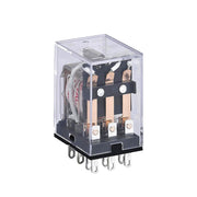 Rờ le kiếng chân dẹp nhỏ Chint JZX-22F Series. Kiểu ghim chân đế.  Tải danh định 5A, Điện áp cuộn coil dãi rộng 24V ~ 380V AC/DC. Tiêu chuẩn CE, UL