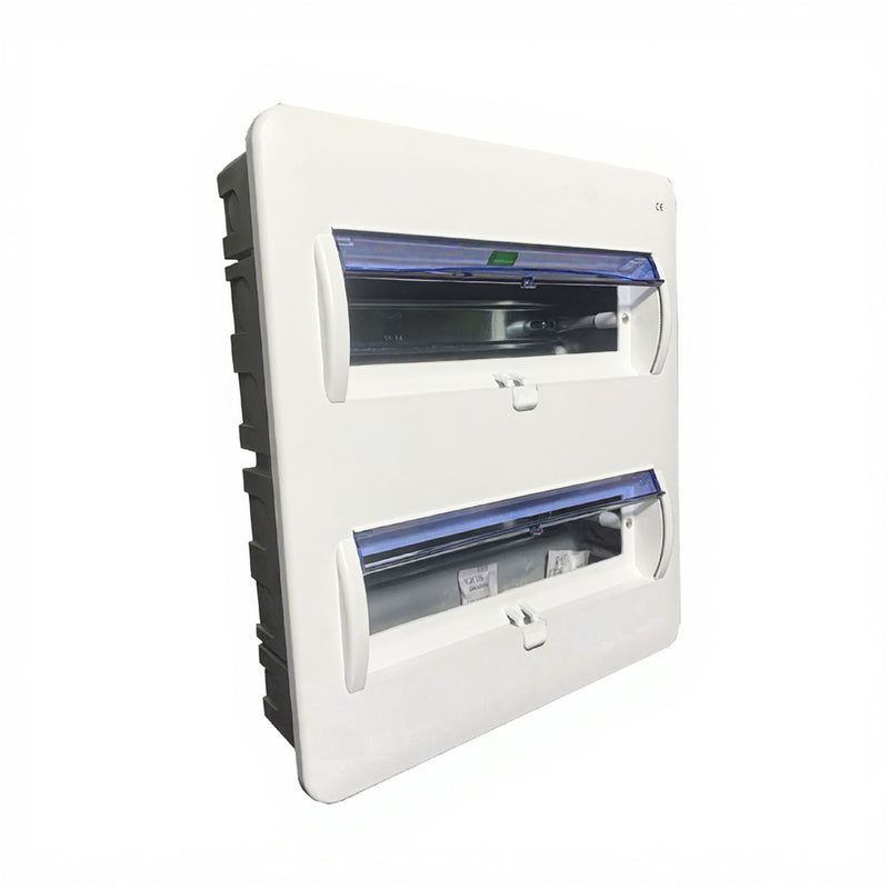 Tủ điện âm tường mặt nhựa có đèn báo Chint NX8 lắp được từ 5 ~ 24 đường (5~24 module). Tiêu chuẩn CE