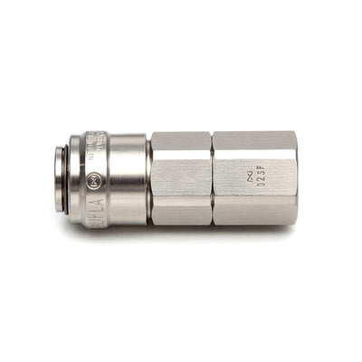 Đầu nối nhanh Super Cupla (Socket) 02SF chất liệu thép mạ Chrome, dùng riêng cho ống nhựa Urethane, kiểu kết nối ren trong R 1/4