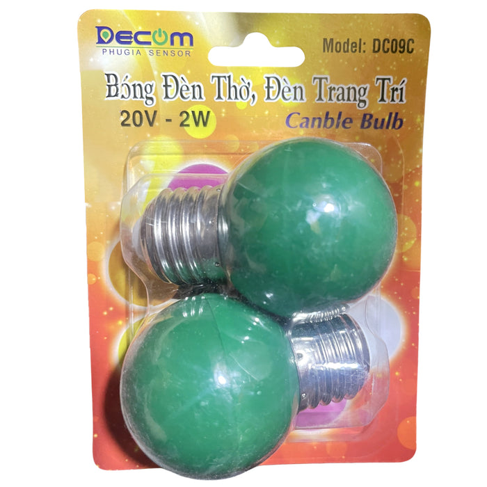 Vỉ 2 bóng đèn led trái chanh Decom DC-09C, công suất 2W