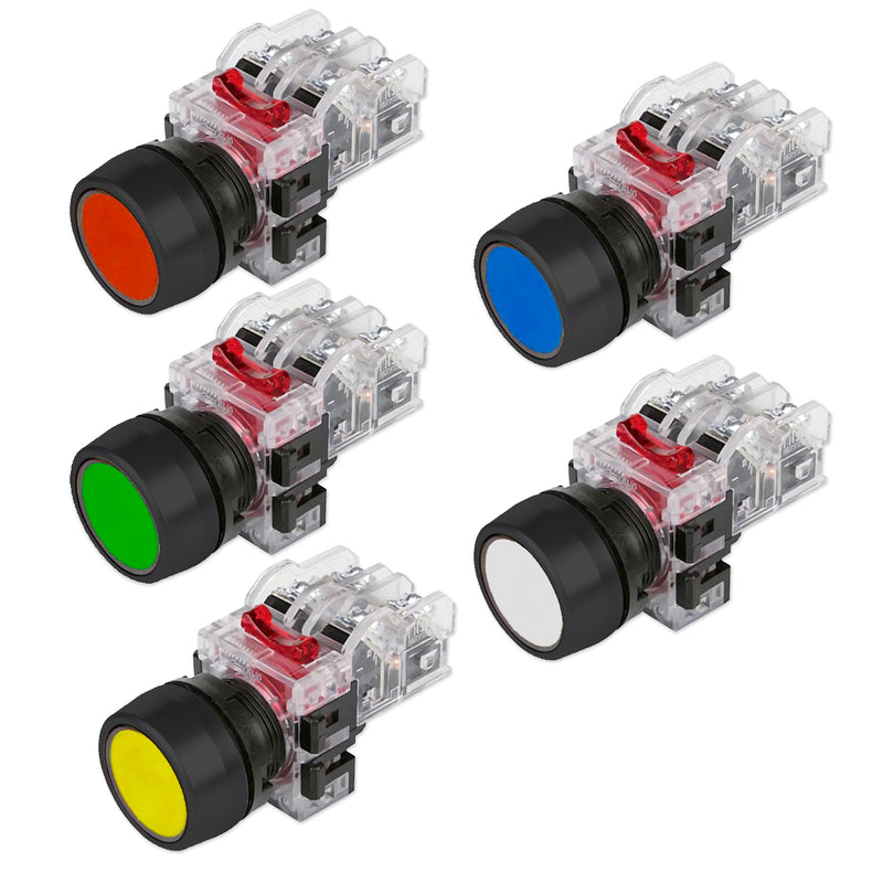Công tắc nhấn, viền nhựa Hanyoung Nux MRF-T series, Lỗ khoét Ø22mm. Tiêu chuẩn CE, KC