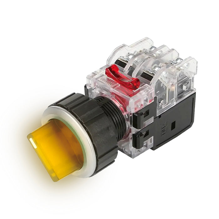 Công tắc xoay tích hợp đèn báo, mặt nhôm Hanyoung Nux MRT-A series, Lỗ khoét Ø30mm. Tiêu chuẩn CE, KC